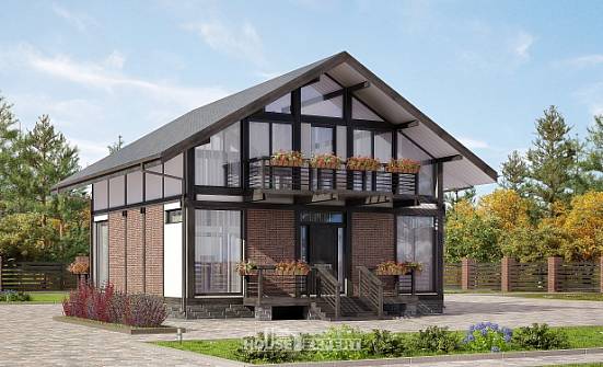 170-007-П Проект двухэтажного дома мансардой, бюджетный дом из бревен Ханты-Мансийск | Проекты домов от House Expert