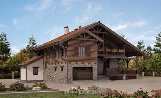 255-002-Л Проект двухэтажного дома с мансардой, гараж, классический дом из арболита Радужный | Проекты домов от House Expert