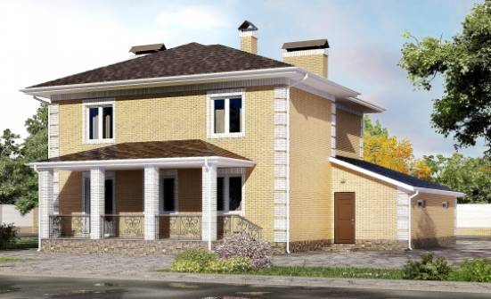 220-006-Л Проект двухэтажного дома и гаражом, классический коттедж из бризолита Нефтеюганск | Проекты домов от House Expert