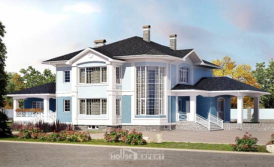 620-001-П Проект трехэтажного дома и гаражом, большой коттедж из блока Ханты-Мансийск | Проекты домов от House Expert