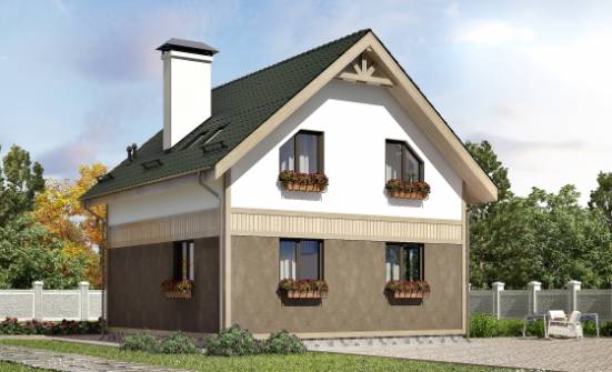 105-001-Л Проект двухэтажного дома с мансардным этажом, доступный коттедж из пеноблока Лангепас | Проекты домов от House Expert