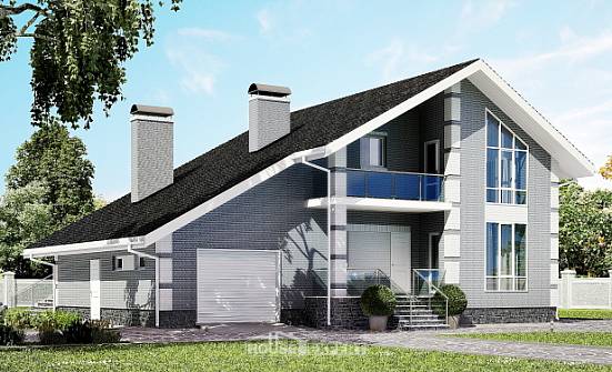 190-006-Л Проект двухэтажного дома мансардный этаж, гараж, просторный коттедж из газобетона Лангепас | Проекты домов от House Expert