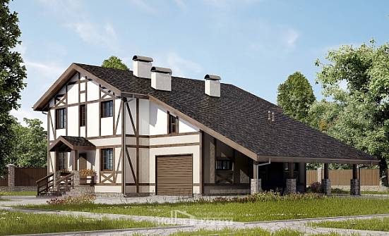 250-002-П Проект двухэтажного дома с мансардным этажом и гаражом, просторный коттедж из кирпича Урай | Проекты домов от House Expert