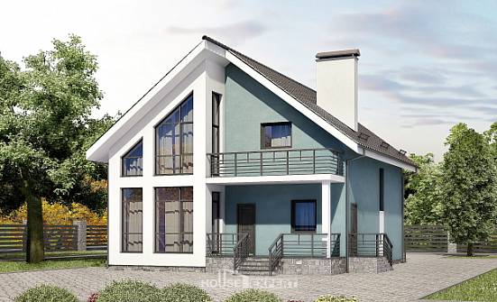 170-006-П Проект двухэтажного дома с мансардным этажом, уютный загородный дом из газобетона Ханты-Мансийск | Проекты домов от House Expert