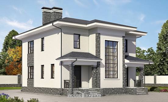 155-011-П Проект двухэтажного дома, простой домик из твинблока Белоярский | Проекты домов от House Expert
