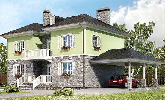 155-006-П Проект двухэтажного дома и гаражом, простой домик из теплоблока Сургут | Проекты домов от House Expert