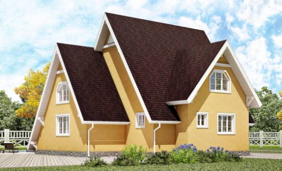 155-008-П Проект двухэтажного дома мансардный этаж, красивый дом из бревен Советский | Проекты домов от House Expert