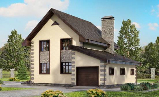 160-004-П Проект двухэтажного дома и гаражом, современный коттедж из блока Урай | Проекты домов от House Expert