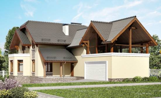 255-003-П Проект трехэтажного дома с мансардным этажом и гаражом, простой дом из бризолита Лангепас | Проекты домов от House Expert