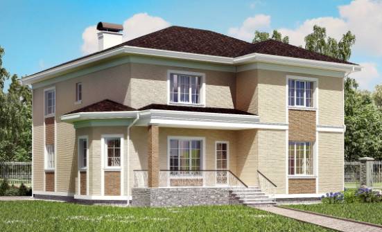335-001-Л Проект двухэтажного дома, гараж, красивый домик из кирпича Когалым | Проекты домов от House Expert