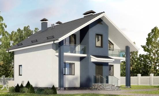 150-005-П Проект двухэтажного дома мансардой, простой дом из поризованных блоков Нижневартовск | Проекты домов от House Expert