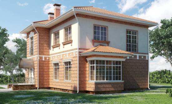 285-001-Л Проект двухэтажного дома и гаражом, красивый загородный дом из кирпича Нягань | Проекты домов от House Expert
