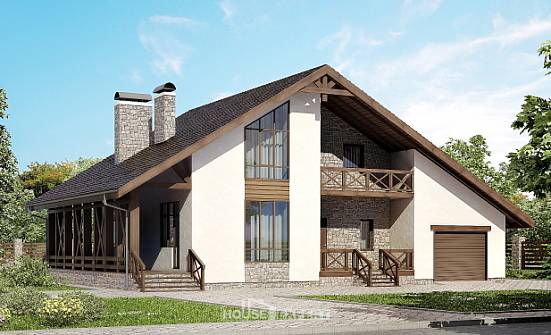 265-001-П Проект двухэтажного дома мансардный этаж, гараж, классический загородный дом из бризолита Покачи | Проекты домов от House Expert