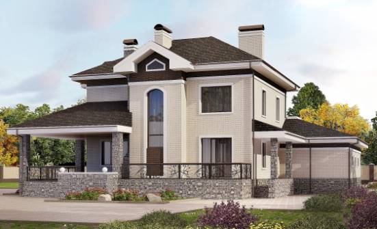 365-001-Л Проект трехэтажного дома и гаражом, большой загородный дом из кирпича Урай | Проекты домов от House Expert