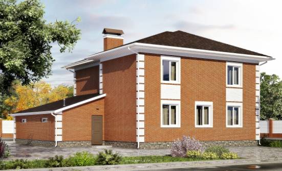 220-004-Л Проект двухэтажного дома, гараж, красивый коттедж из кирпича Радужный | Проекты домов от House Expert