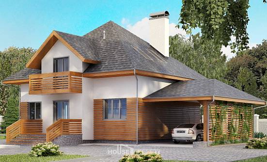 155-004-П Проект двухэтажного дома мансардой и гаражом, экономичный загородный дом из бризолита Югорск | Проекты домов от House Expert