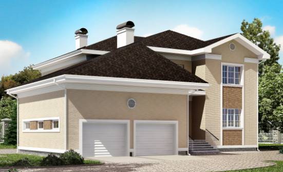 335-001-Л Проект двухэтажного дома, гараж, красивый домик из кирпича Когалым | Проекты домов от House Expert