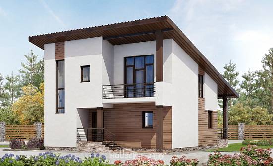 140-005-П Проект двухэтажного дома мансардный этаж, компактный дом из пеноблока Радужный | Проекты домов от House Expert