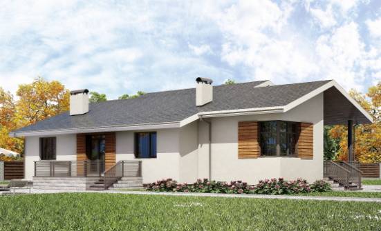 135-002-П Проект одноэтажного дома и гаражом, красивый домик из пеноблока Урай | Проекты домов от House Expert