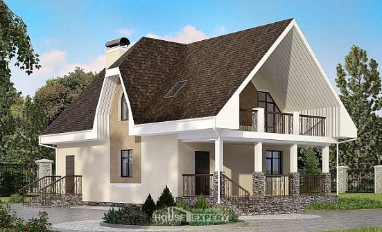 125-001-Л Проект двухэтажного дома мансардой, простой загородный дом из арболита Лангепас | Проекты домов от House Expert