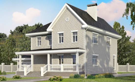 190-001-Л Проект двухэтажного дома и гаражом, уютный загородный дом из кирпича Белоярский | Проекты домов от House Expert