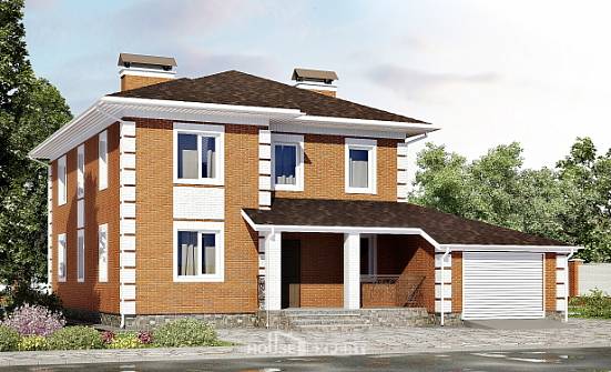 220-004-Л Проект двухэтажного дома, гараж, красивый коттедж из кирпича Радужный | Проекты домов от House Expert