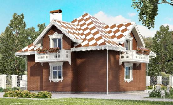 155-003-Л Проект двухэтажного дома с мансардным этажом, гараж, красивый домик из арболита Лангепас | Проекты домов от House Expert