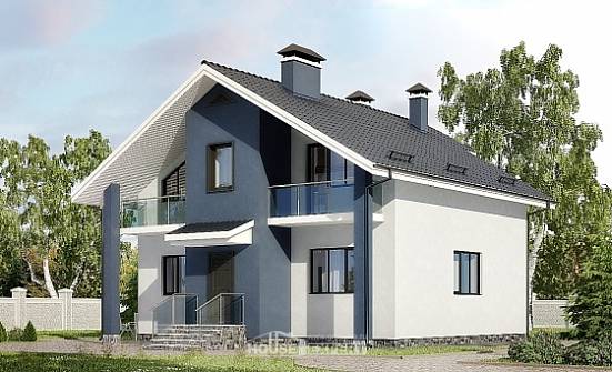 150-005-П Проект двухэтажного дома мансардой, простой дом из поризованных блоков Нижневартовск | Проекты домов от House Expert