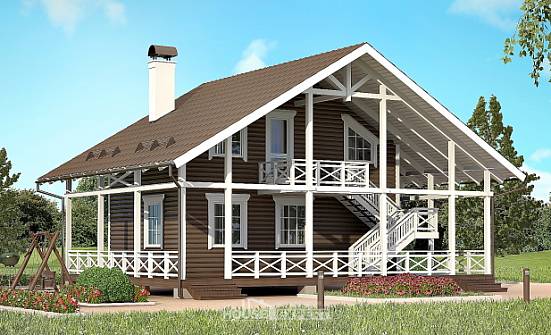 080-001-П Проект двухэтажного дома с мансардой, компактный загородный дом из дерева Нижневартовск | Проекты домов от House Expert