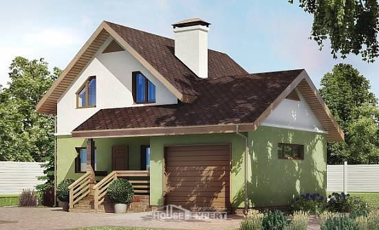 120-002-П Проект двухэтажного дома с мансардой, гараж, современный коттедж из арболита Нягань | Проекты домов от House Expert