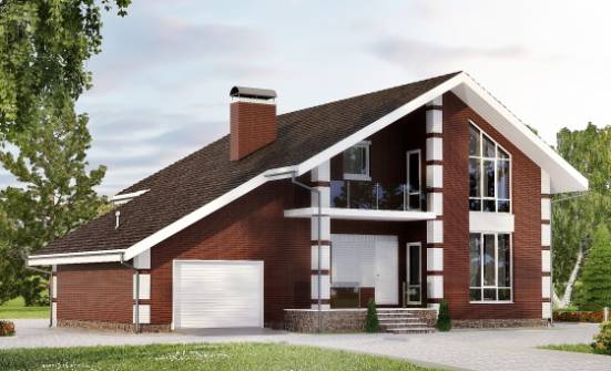 180-001-Л Проект двухэтажного дома с мансардой, гараж, современный коттедж из газосиликатных блоков Мегион | Проекты домов от House Expert