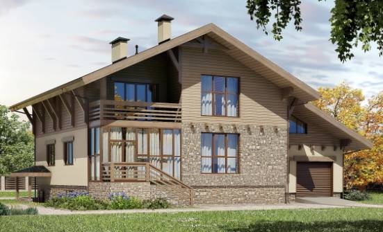 420-001-Л Проект трехэтажного дома с мансардой и гаражом, огромный загородный дом из кирпича Ханты-Мансийск | Проекты домов от House Expert