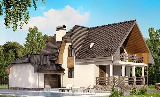 150-001-Л Проект двухэтажного дома с мансардой, гараж, современный коттедж из твинблока Мегион | Проекты домов от House Expert