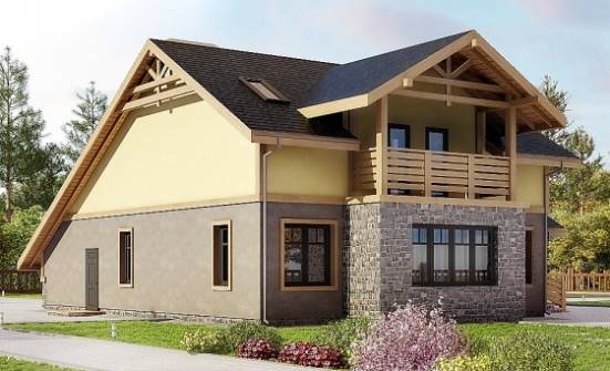 180-011-П Проект двухэтажного дома мансардный этаж и гаражом, доступный домик из бризолита Лангепас | Проекты домов от House Expert