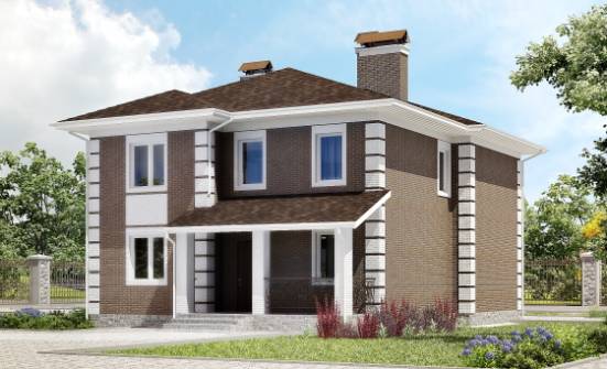 185-002-П Проект двухэтажного дома, компактный коттедж из бризолита Нижневартовск | Проекты домов от House Expert
