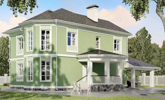 170-001-Л Проект двухэтажного дома, гараж, доступный коттедж из теплоблока Урай | Проекты домов от House Expert