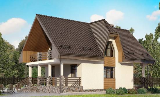 150-001-Л Проект двухэтажного дома с мансардой, гараж, современный коттедж из твинблока Мегион | Проекты домов от House Expert