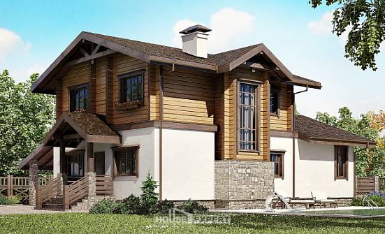 170-004-Л Проект двухэтажного дома мансардный этаж, гараж, простой загородный дом из твинблока из дерева Покачи | Проекты домов от House Expert
