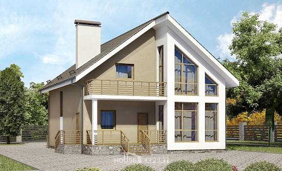 170-006-Л Проект двухэтажного дома с мансардным этажом, экономичный коттедж из теплоблока Сургут | Проекты домов от House Expert