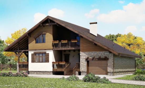 220-005-П Проект двухэтажного дома с мансардой и гаражом, простой домик из кирпича Когалым | Проекты домов от House Expert