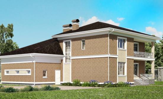 335-002-П Проект двухэтажного дома, гараж, большой загородный дом из кирпича Сургут | Проекты домов от House Expert