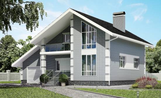 190-006-Л Проект двухэтажного дома мансардный этаж, гараж, просторный коттедж из газобетона Лангепас | Проекты домов от House Expert