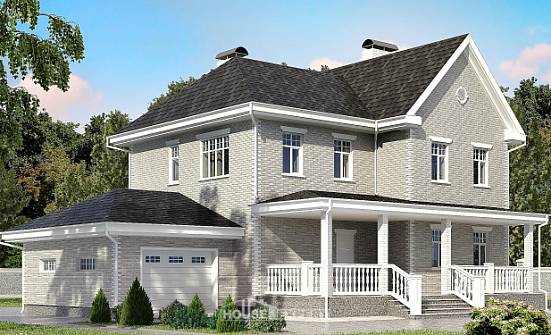 190-001-Л Проект двухэтажного дома и гаражом, уютный загородный дом из кирпича Белоярский | Проекты домов от House Expert