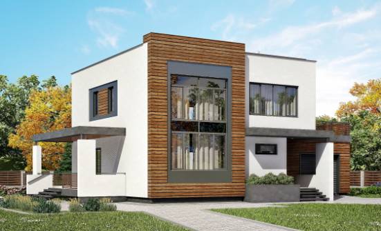 220-003-П Проект двухэтажного дома, гараж, современный загородный дом из газобетона Сургут | Проекты домов от House Expert