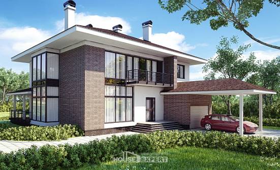 340-001-П Проект двухэтажного дома, гараж, огромный коттедж из кирпича Советский | Проекты домов от House Expert
