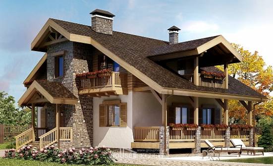150-004-П Проект двухэтажного дома с мансардным этажом, компактный коттедж из пеноблока Сургут | Проекты домов от House Expert