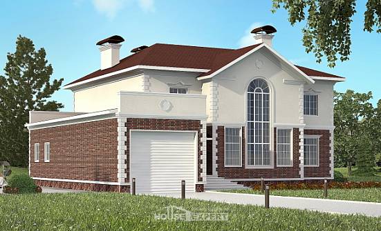 380-001-Л Проект двухэтажного дома и гаражом, большой загородный дом из кирпича Лангепас | Проекты домов от House Expert