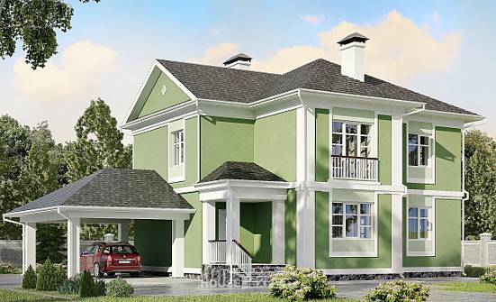 170-001-Л Проект двухэтажного дома, гараж, доступный коттедж из теплоблока Урай | Проекты домов от House Expert