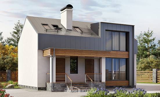 120-004-П Проект двухэтажного дома мансардный этаж, бюджетный загородный дом из бризолита Югорск | Проекты домов от House Expert