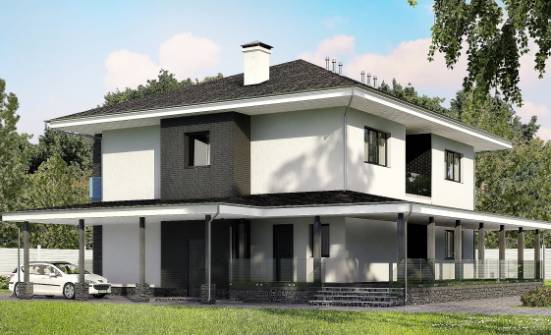 245-002-П Проект двухэтажного дома, гараж, средний дом из блока Мегион | Проекты домов от House Expert